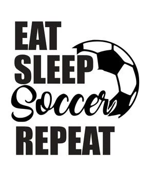 Bold black text is arranged with a soccer ball graphic on a white background. Stock Illustration