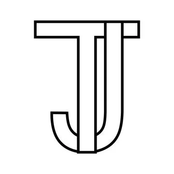 Bold Black TJ Monogram, Modern Initials in Geometric Design Stock Illustration