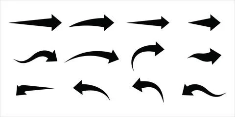 Bold Block Arrow Silhouette Pack Stock Illustration