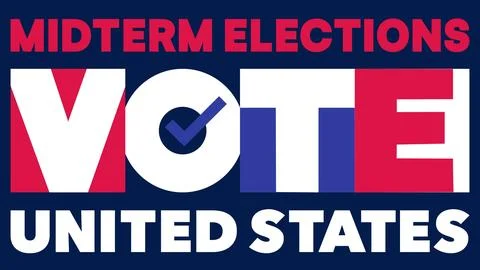 Bold Block Letter Vote Checkmark Navy Red White Elections Stock Illustration