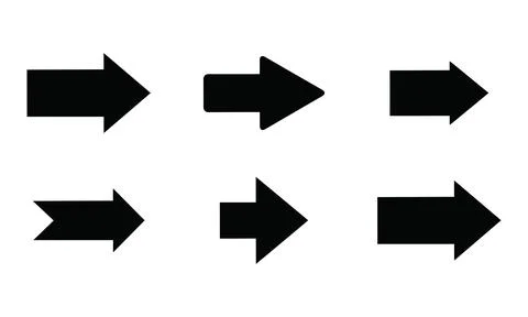 Bold Block Right Arrow Vector Collection Stock Illustration