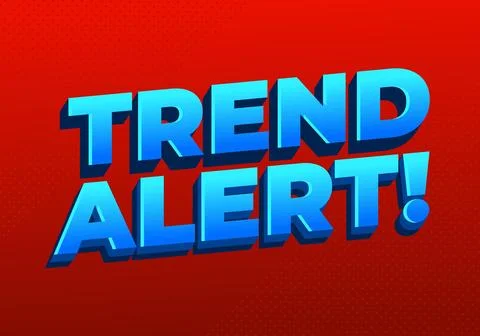 Bold blue 3d text reading Trend Alert! on a vibrant red gradient background.. イラスト素材
