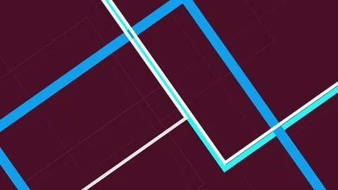 Bold blue and turquoise frames intersect with fine white lines against burg.. Illustrazione stock
