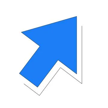 Bold blue diagonal arrow pointing up right 2D cartoon object Ilustração Stock