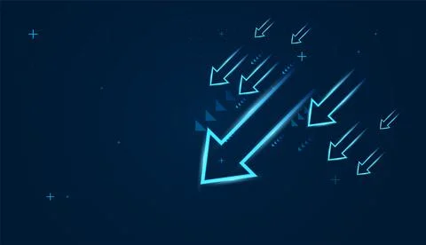 The bold blue down arrows conveys optimism and achievement, modern flat ico.. Stock Illustration