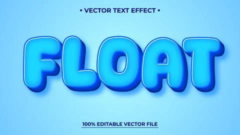 Bold Blue Float Text Effect with White Outline on Light Blue Background Stock Illustration