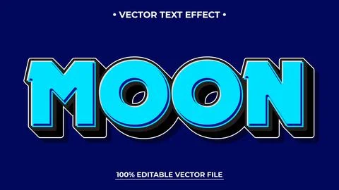 Bold blue "MOON" text effect with editable vector file on dark blue backgroun Stock Illustration