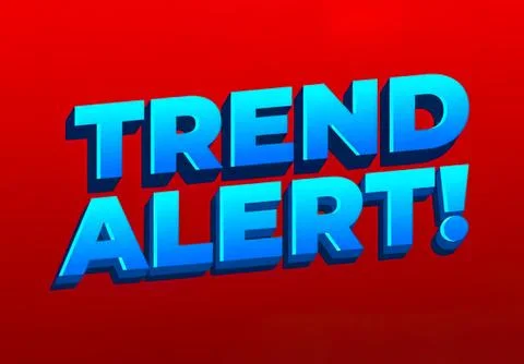 Bold blue text saying trend alert on red background Stock Illustration