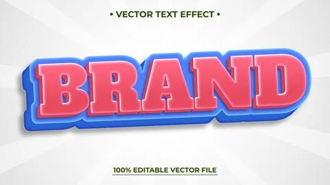 Bold Brand Vector Text Effect with Blue Outline and Editable Text Effect Stock Illustration