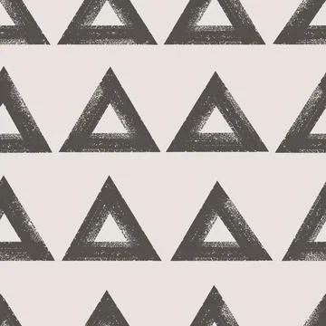 Bold brush drawn textured triangles pattern. Seamless abstract geometric Illustrazione stock
