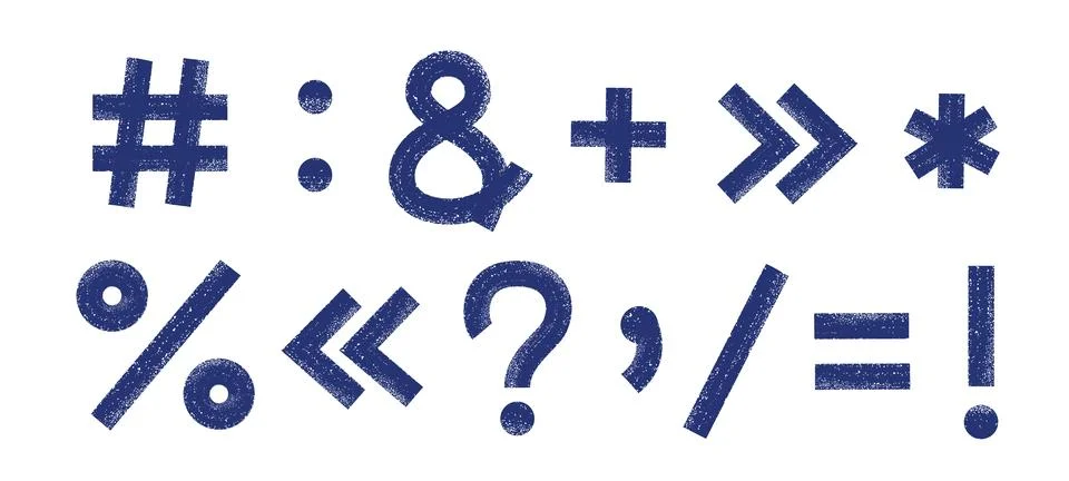 Bold brush line punctuation marks. Black textured ink strokes. Stock Illustration
