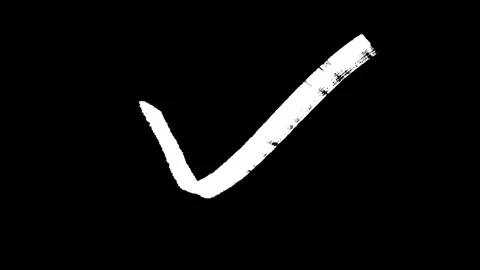 Bold brush painted check mark isolated on black Видео 333622537