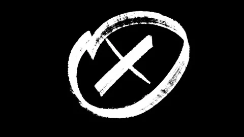 Bold brush painted circle cross creates striking contrast 库存影片 333626812