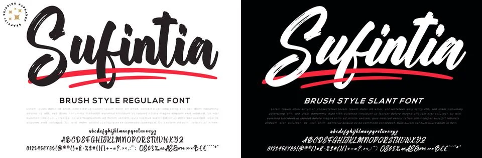 Bold Brush Script Font Vector Alphabet Typography Illustrazione stock
