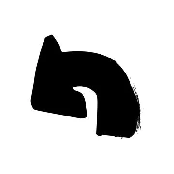 Bold brush stroke drawn arrow turning left Stock Illustration