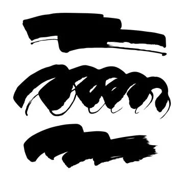 Bold brush stroke set. Hand drawn rough line black shapes. Иллюстрация