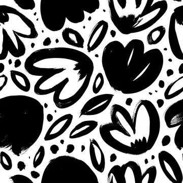 Bold buds and leaves vector seamless pattern. Illustrazione stock