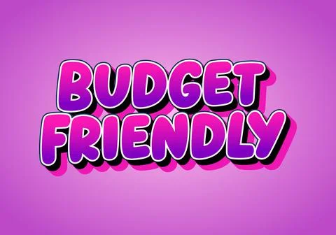 Bold cartoon bubble text budget friendly in white with pink outline and bla.. Stock Illustration