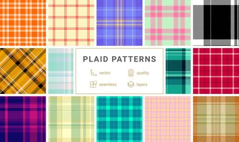 Bold check patterns with stripes and textured backgrounds. A perfect collec.. Ilustração Stock