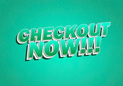 Bold checkout now text with green background for sale Stock Illustration