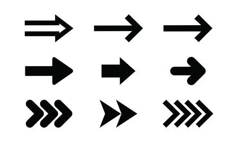 Bold Chevron and Fast Forward Arrow Set Stock Illustration