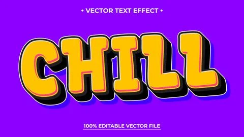 Bold "Chill" Text Effect with Retro Yellow and Black Layers on Purple Backg.. Illustrazione stock