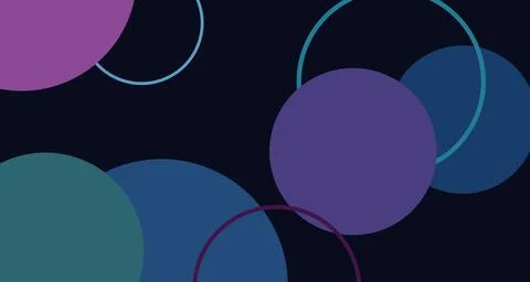 Bold chunky overlapping circles in neon cool tones Stock Illustration