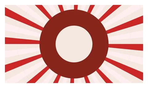 Bold circular frame with red sunburst rays and minimalist cream center for .. Stock Illustration
