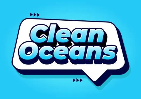 Bold Clean Ocean Text Effect Design for Modern Creative Branding Stock Illustration
