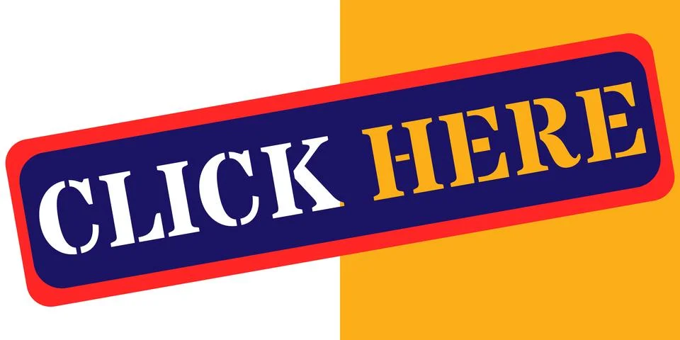 Bold click here button with red border on split background Stock Illustration