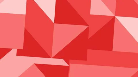 A bold collage of red and pink geometric shapes layered in an abstract patter Illustrazione stock