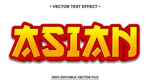 Bold, Colorful "ASIAN" Text Effect with Red Outline and Yellow Fill Stock Illustration