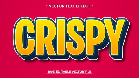 Bold, Colorful "CRISPY" Text Effect with Shadow on Red Background Stock Illustration