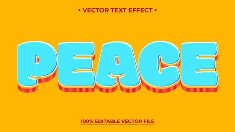 Bold, Colorful "PEACE" Text Effect on Orange Background, Vector File Availabl 스톡 일러스트