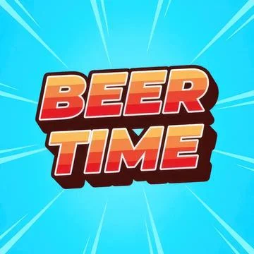 Bold colorful text beer time on bright blue background Illustrazione stock