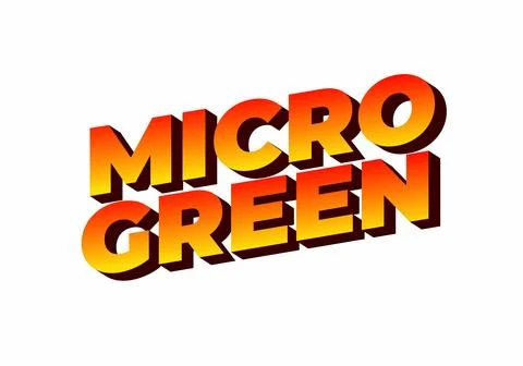 Bold, colorful text design featuring the words MICRO GREEN in a 3D style wi.. Stock Illustration