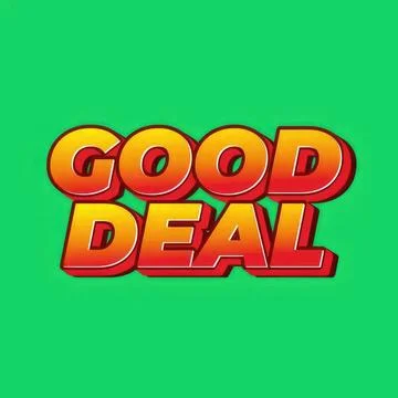 Bold colorful text saying good deal on green background Stock Illustration