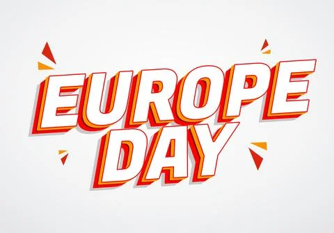 Bold comic style 3d text reading EUROPE DAY in white with red and orange ou.. Stock Illustration
