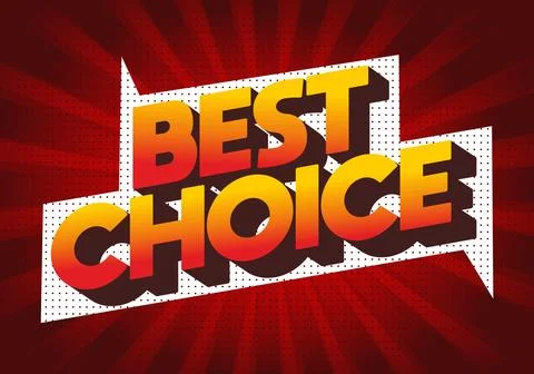 Bold comic style best choice text in yellow orange gradient on red halftone.. Stock Illustration