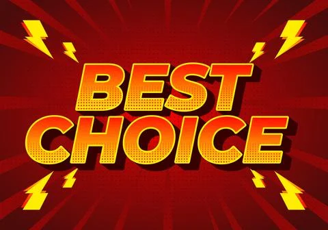 Bold comic style best choice headline in yellow and red with halftone dots,.. Illustrazione stock