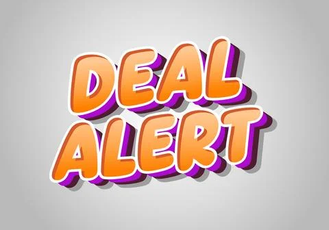Bold comic style deal alert text in orange gradient with purple shadow on l.. Stock Illustration