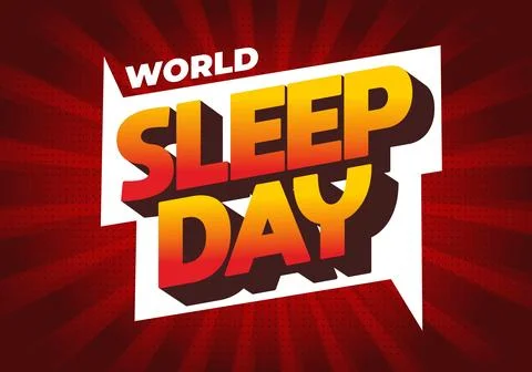 Bold comic style graphic reading world sleep day in large 3d orange yellow .. Stock Illustration