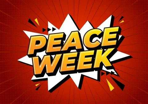 Bold Comic Style Peace Week Celebration Text Effect Design Stock Illustration