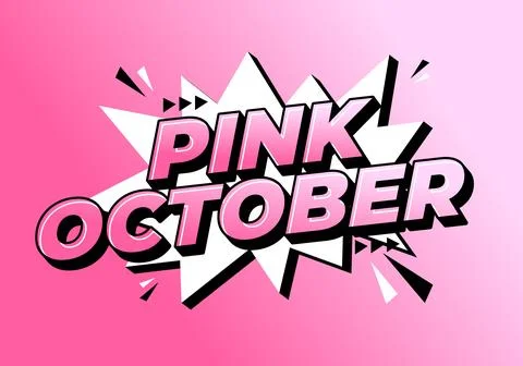 Bold Comic Style Pink October Awareness Text Effect Design Stock Illustration