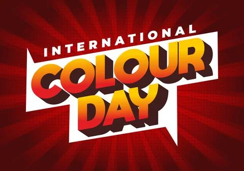 Bold comic style red poster with 3d yellow orange text colour day and small.. Stock Illustration