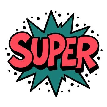 Bold Comic Style SUPER Text with Pop Art Explosion Background Stock Illustration