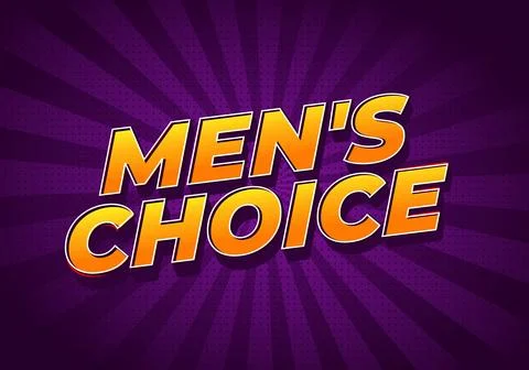 Bold comic style text mens choice in orange and yellow with purple halftone.. Stock Illustration
