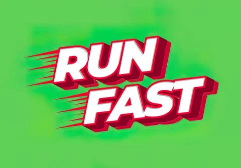 Bold comic style text run fast on green background Illustrazione stock