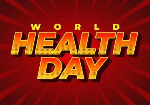 Bold comic style text World Health Day in yellow and red on a red radial ha.. Stock Illustration