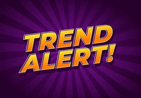 Bold comic style trend alert! text in orange on purple radial burst backgroun Stock Illustration